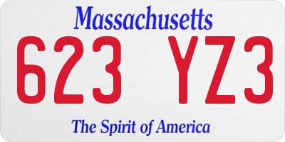 MA license plate 623YZ3
