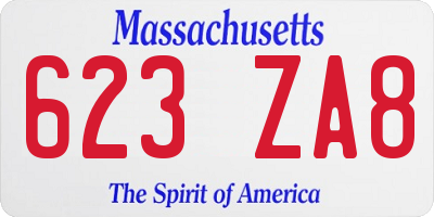 MA license plate 623ZA8