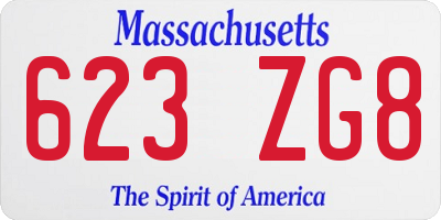 MA license plate 623ZG8