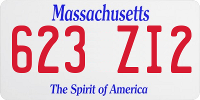 MA license plate 623ZI2