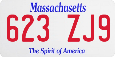 MA license plate 623ZJ9