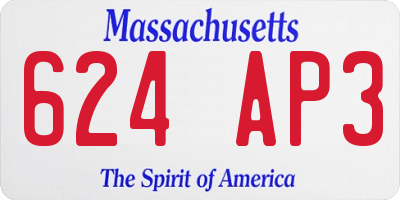 MA license plate 624AP3