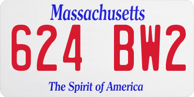 MA license plate 624BW2