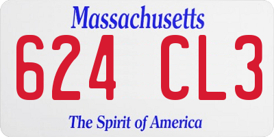 MA license plate 624CL3