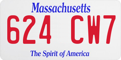 MA license plate 624CW7