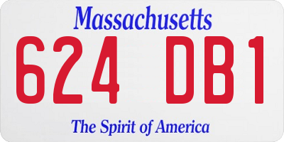 MA license plate 624DB1