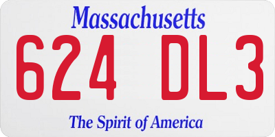 MA license plate 624DL3