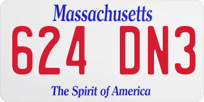 MA license plate 624DN3