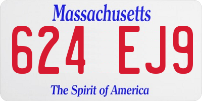 MA license plate 624EJ9
