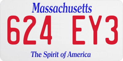 MA license plate 624EY3