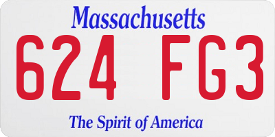 MA license plate 624FG3