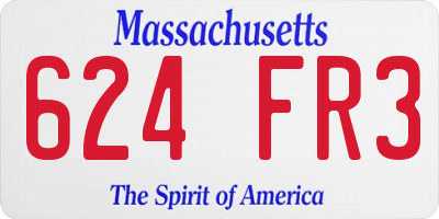 MA license plate 624FR3