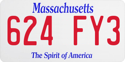 MA license plate 624FY3