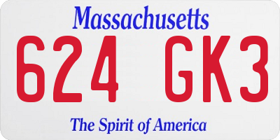 MA license plate 624GK3