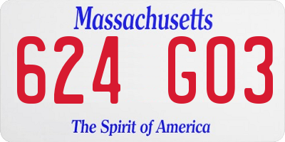 MA license plate 624GO3