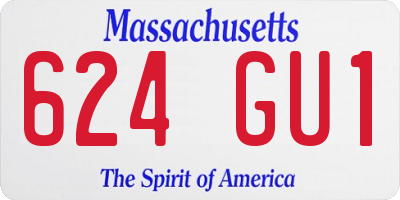 MA license plate 624GU1