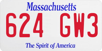 MA license plate 624GW3