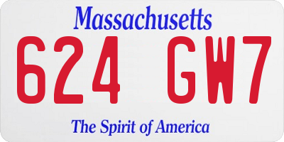 MA license plate 624GW7