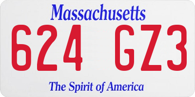 MA license plate 624GZ3
