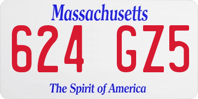 MA license plate 624GZ5