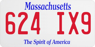 MA license plate 624IX9