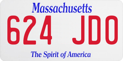 MA license plate 624JD0