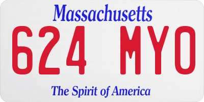 MA license plate 624MY0