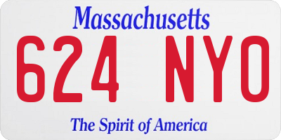 MA license plate 624NY0