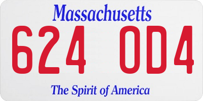 MA license plate 624OD4