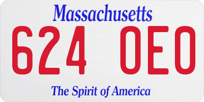 MA license plate 624OE0