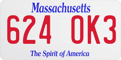 MA license plate 624OK3