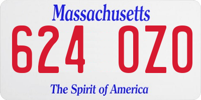 MA license plate 624OZ0