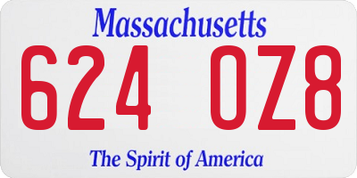 MA license plate 624OZ8