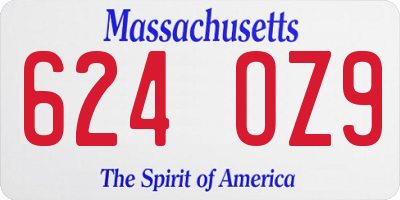 MA license plate 624OZ9