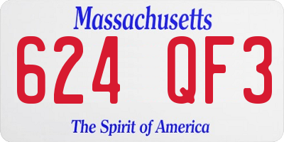 MA license plate 624QF3