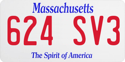 MA license plate 624SV3