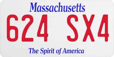 MA license plate 624SX4