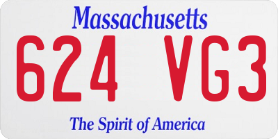 MA license plate 624VG3