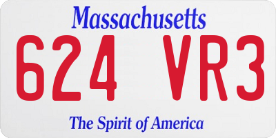 MA license plate 624VR3