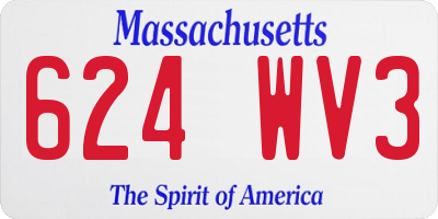 MA license plate 624WV3