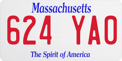 MA license plate 624YA0