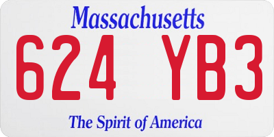 MA license plate 624YB3