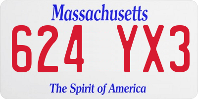 MA license plate 624YX3