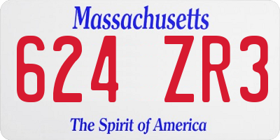 MA license plate 624ZR3