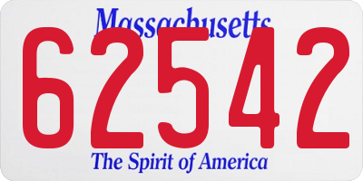 MA license plate 62542