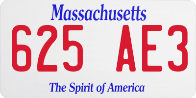 MA license plate 625AE3