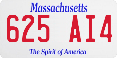 MA license plate 625AI4