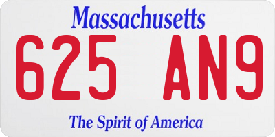 MA license plate 625AN9