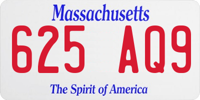 MA license plate 625AQ9