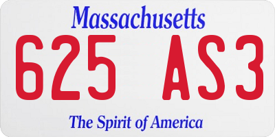 MA license plate 625AS3